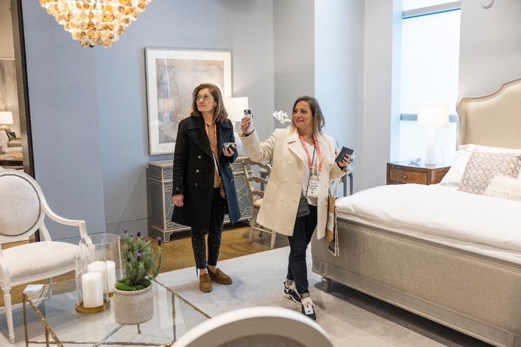 Buyers visit the Theodore Alexander showroom at Las Vegas Market